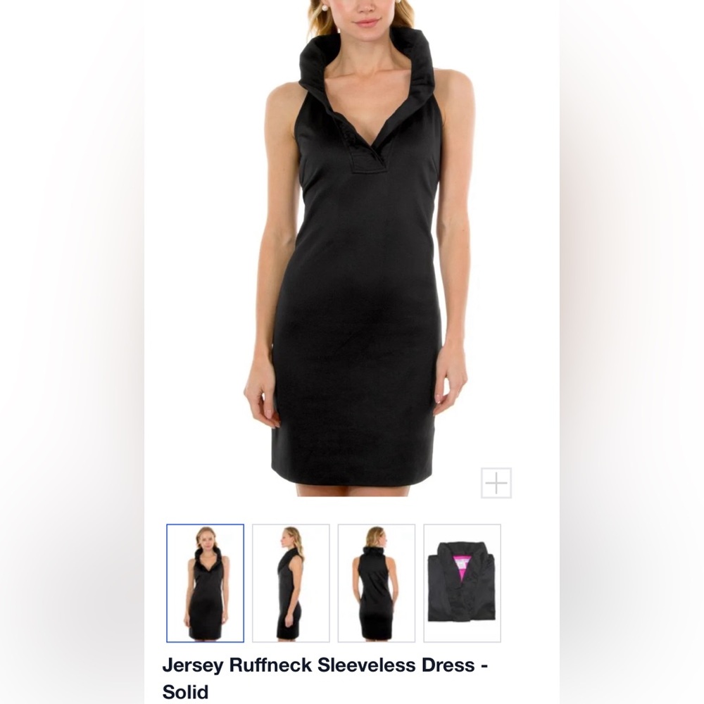Gretchen Scott “Jersey ruffneck” sleeveless black size XS dress